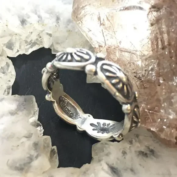 Carolyn Pollack Southwestern Style Sterling Flower Concho Band Ring For Women - Picture 7 of 10